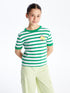 LC Waikiki Crew Neck Striped Short-Sleeve Girl's Crop T-Shirt